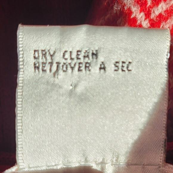 Vintage Talbots Women L Merino Wool Vest Red Cream Chevron 90s Button Front - Picture 9 of 9